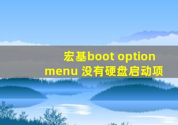 宏基boot option menu 没有硬盘启动项